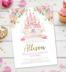 Princess Birthday Party Invitation Editable Template, Instant Download