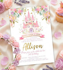 Princess Birthday Party Invitation Editable Template, Instant Download