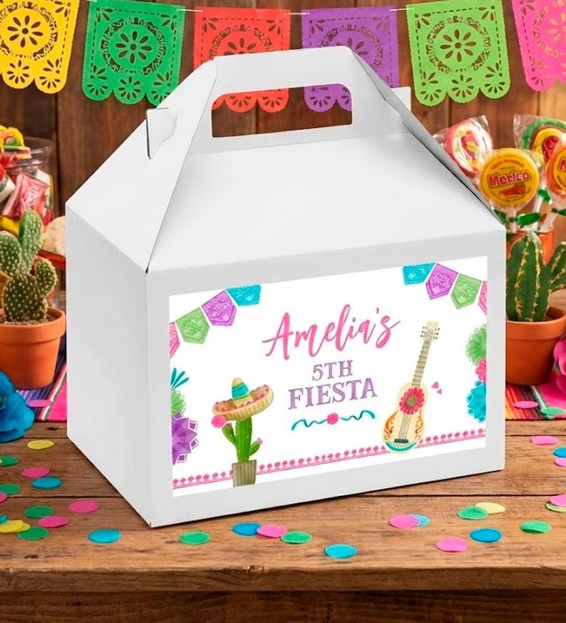 Fiesta Cinco de Mayo Party Favor Box Label, Instant Download