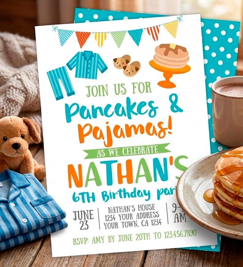 Sleepover Party Invitation Editable Template, Instant Download