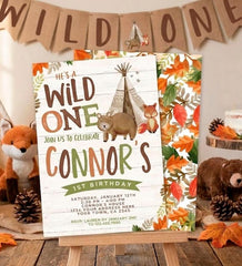 Wild One Boy Birthday Invitation Editable Template, Instant Download