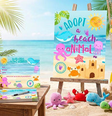 Summer Pet Adoption Party Sign and Certificate Editable Templates, Beach party, Instant Download