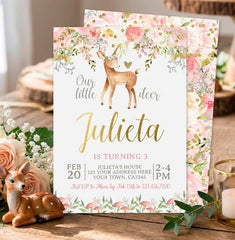 Deer Birthday Party Invitation Editable Template, Winter Party Invite, Any Age, INSTANT DOWNLOAD