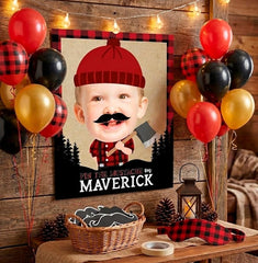 Pin The Mustache Lumberjack Party Game, Personalized with Photo and Name, Digital Printable Design