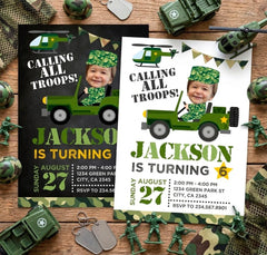 Army Birthday Invitation Personalized with Photo | Military Party Invite Digital or Printable Design