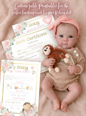 Reborn Accesories Birth Certificate, Care Sheet, Doll Health Check Editable Customizable Templates, Instant Download