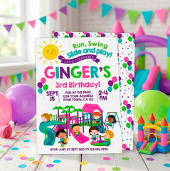 Playground Birthday Party Invitatiom Editable Template, Instant Download