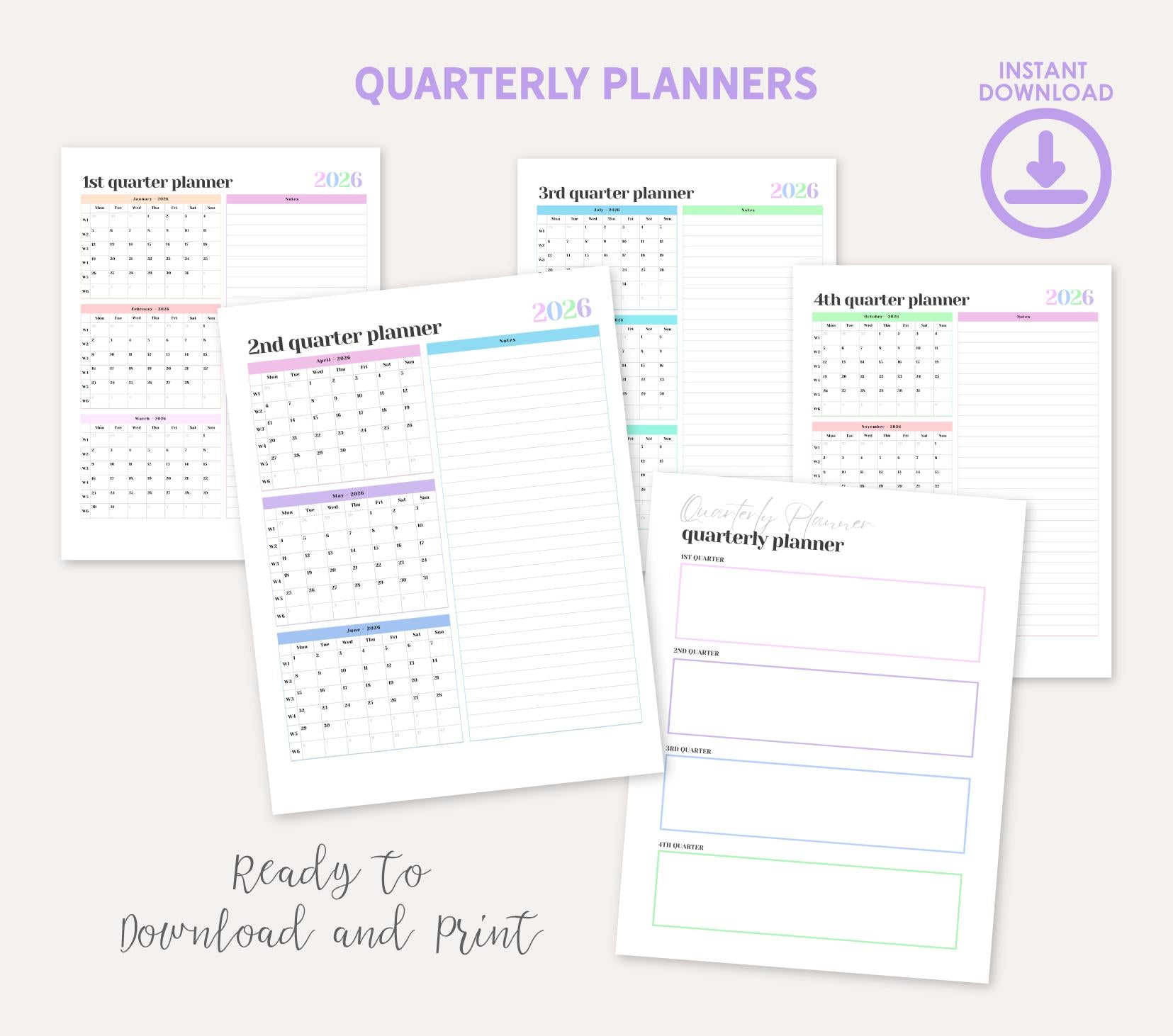 2026 Printable Planner, Monthly Weekly Planning, Minimal Aesthetic Planner PDF | Calendar, Reviews, Task Lists, Instant Download