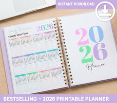 2026 Printable Planner, Monthly Weekly Planning, Minimal Aesthetic Planner PDF | Calendar, Reviews, Task Lists, Instant Download