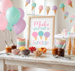 Ice Cream Bar Sign Party Printable Decorations, Instant Download