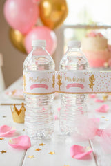 Ballerina Birthday Party Water Bottle Printable Labels Editable Template, Instant Download