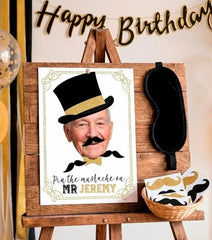 Pin the Mustache Classic Party Game for Any Age, Personalized Digital Printable