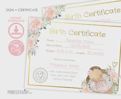 Reborn Accesories Birth Certificate, Care Sheet, Doll Health Check Editable Customizable Templates, Instant Download