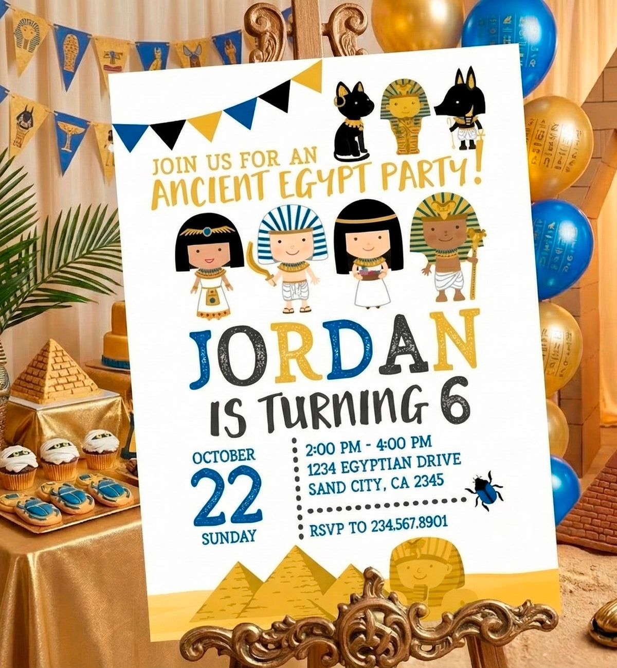 Egypt Birthday Party Invitation Editable Template, Museum Party Invite, Instant Download