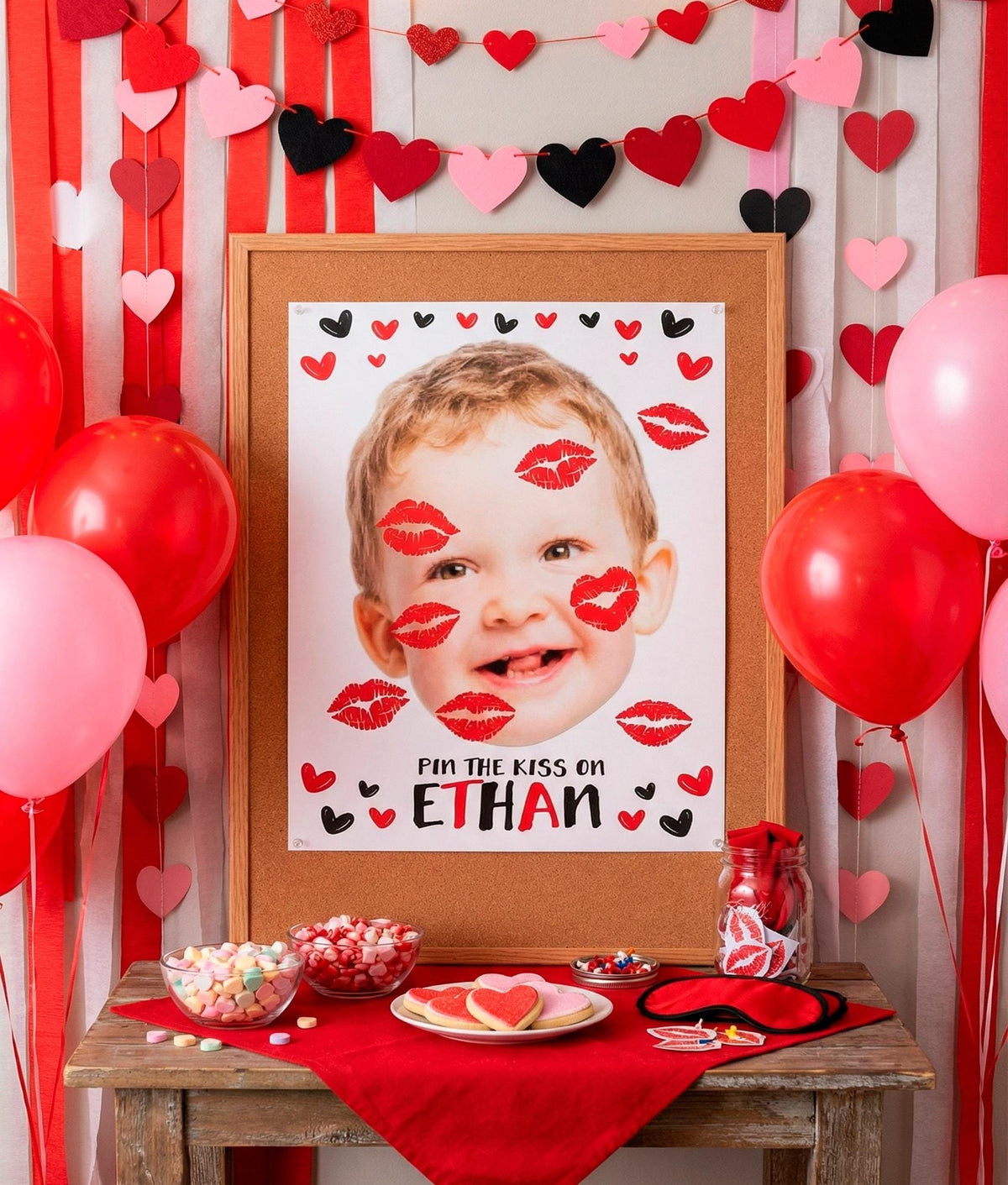 Valentine's Day Pin The Kiss Game Personalized with your Photo for any Age, Digital Design