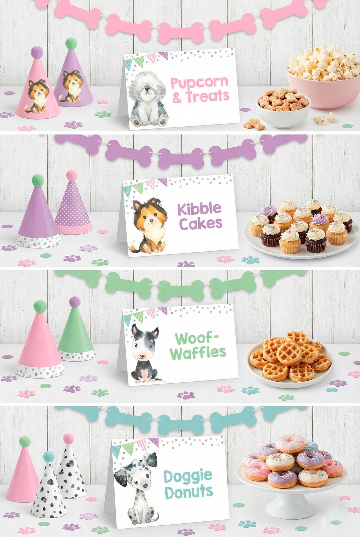 Puppy Pawty Food Tent Cards Editable Templates, Dog Birthday Party Decorations, Instant Download