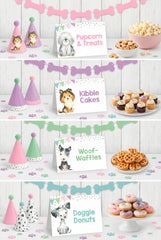 Puppy Pawty Food Tent Cards Editable Templates, Dog Birthday Party Decorations, Instant Download
