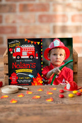Firefighter Birthday Party Invitation Editable Template with photo, INSTANT DOWNLOAD