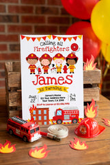 Firefighter Birthday Invitation, Firetruck Party (INSTANT DOWNLOAD)