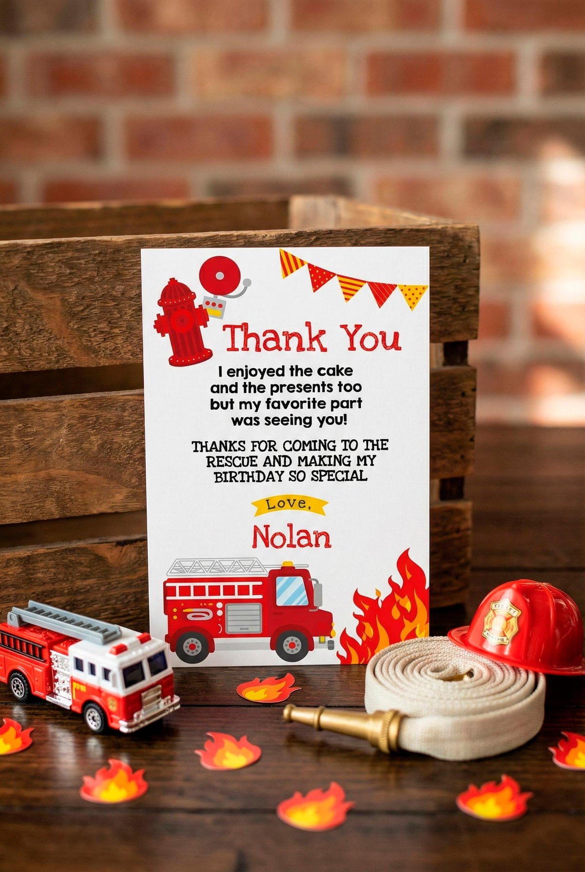 Firefighter Thank You Cards Editable Template, INSTANT DOWNLOAD