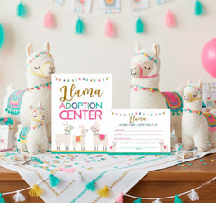 Llama Pet Adoption Party Activity Center Sign and Certificate, Instant Download