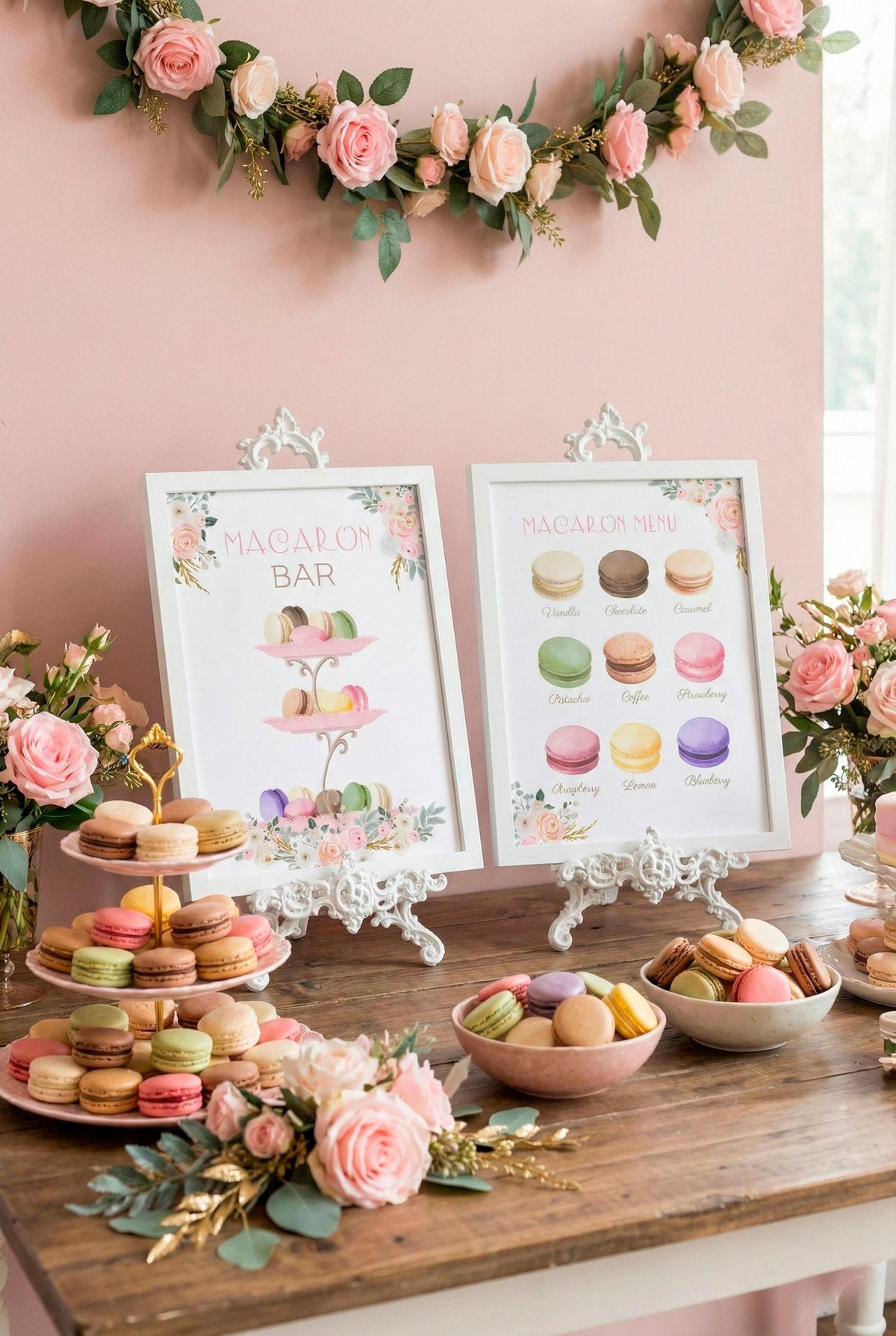 Paris Party Macaron Bar Station Editable Template Printable Sign, Instant Download