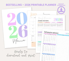 2026 Printable Planner, Monthly Weekly Planning, Minimal Aesthetic Planner PDF | Calendar, Reviews, Task Lists, Instant Download