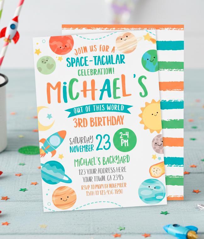 Space Birthday Invitation, Outer Space Party, Personalized Invite