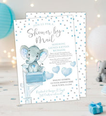 Elephant Baby Shower by Mail Invitation, EDITABLE Template (Instant Download)