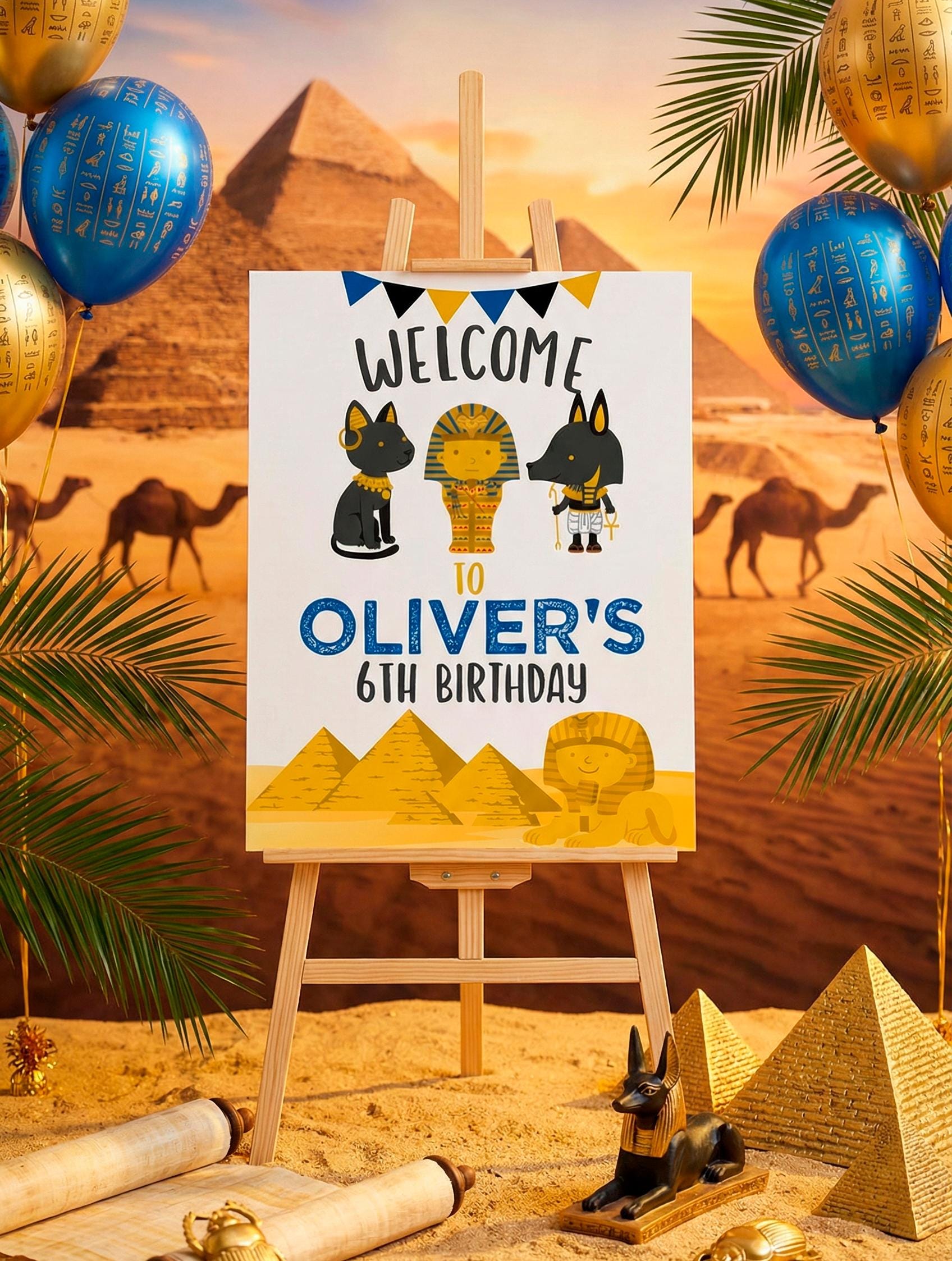 Egypt Birthday Party Welcome Sign Editable Template (Printable, Instant Download)