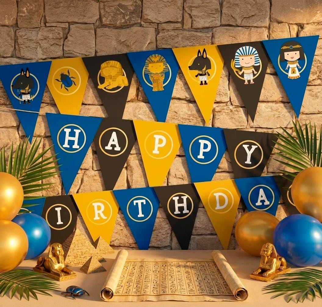 Egypt Birthday Party Printable Banner, Party Decorations, Instant Download