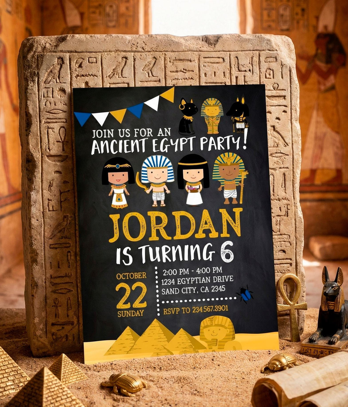 Egypt Birthday Invitation, Editable Template, Museum Party, INSTANT DOWNLOAD
