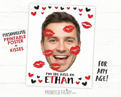 Valentine's Day Pin The Kiss Game Personalized with your Photo, Digital Design