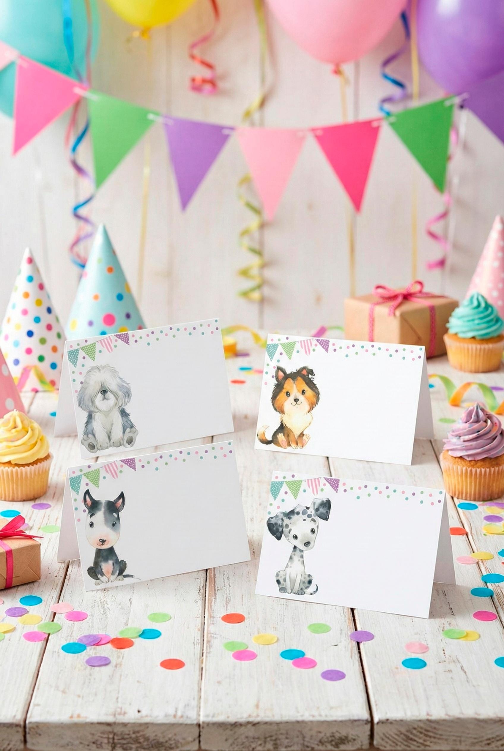 Puppy Pawty Food Tent Cards Editable Templates, Dog Birthday Party Decorations, Instant Download