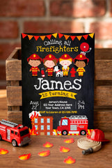 Editable Firefighter Birthday Party Invitation Template (Instant Download)