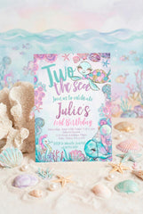 Under The Sea 2nd Birthday Invitation Editable Template, Two The Sea Turtle Party Invite, Instant Download