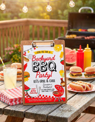 BBQ Party Invitation Editable Template, Digital Printable Design, Instant Download