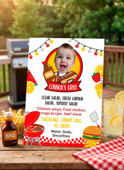 BBQ Party Menu Sign with Photo Editable Template, Instant Download