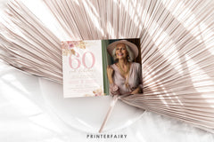 60th Birthday Invitation Editable Template with Photo, Instant Download