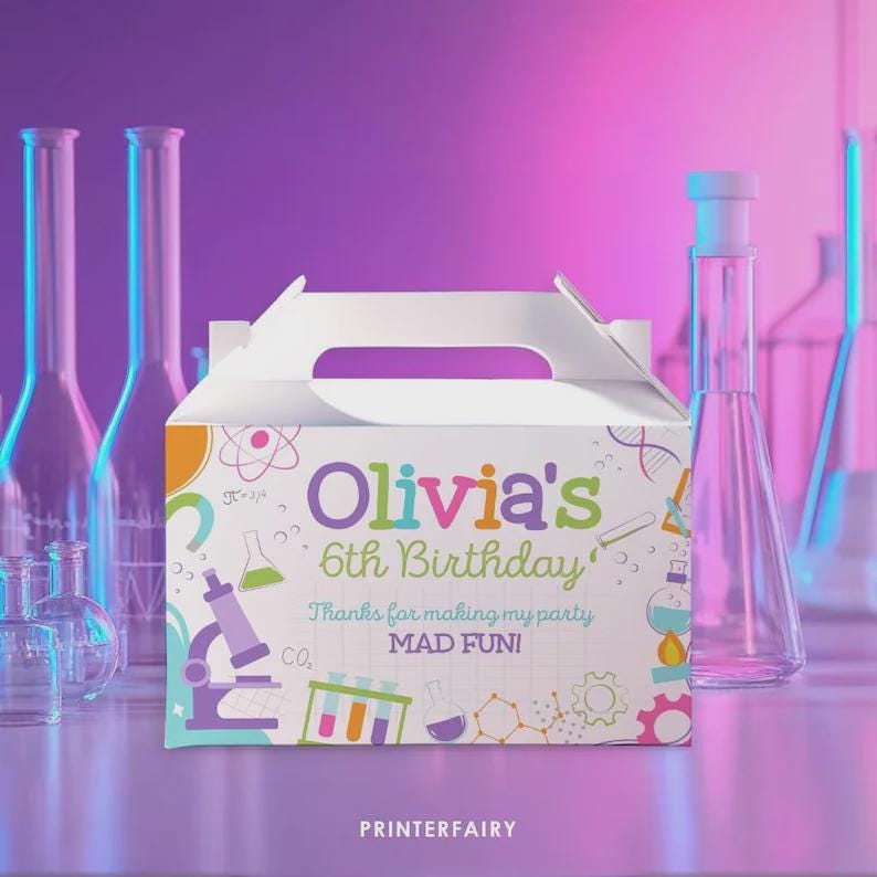 Science Birthday Party Bundle Editable Templates, Invitation, Printable Decorations, Instant Download