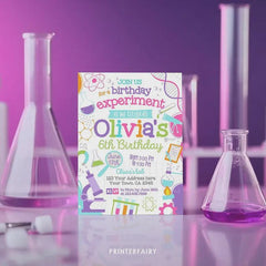 Science Birthday Party Bundle Editable Templates, Invitation, Printable Decorations, Instant Download