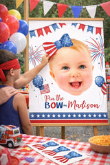 Personalized 4th of July Pin the Bow Game, Independence Day Party Poster (Digital Download)