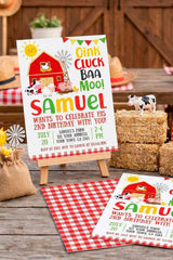 Farm Animal Birthday Invitation, Barnyard Party, Instant Download