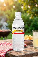 BBQ Party Water Bottle Label Editable Template, Party Decorations, Instant Download