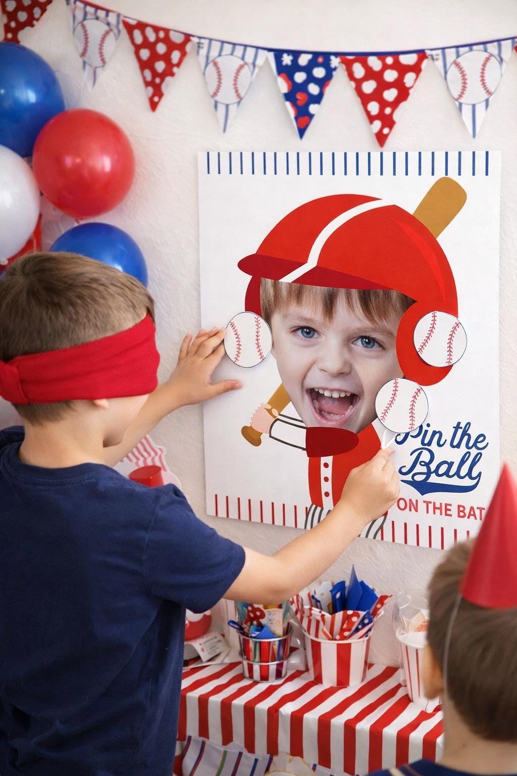 Baseball Birthday Party Personalized Pin the ball game with your Photo, Digital Printable Design