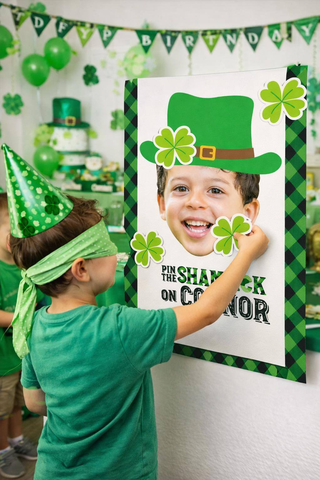 Pin the shamrock game, St Patricks day party game DIGITAL Personalized item