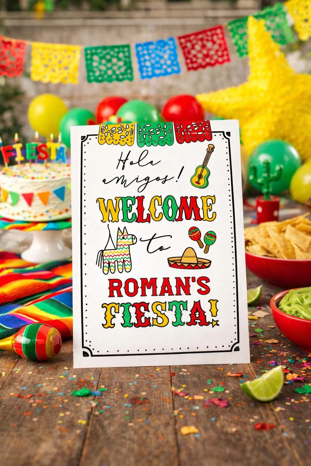 Editable Cinco de Mayo Welcome Sign, Fiesta Party Printable Decorations (Instant Download)