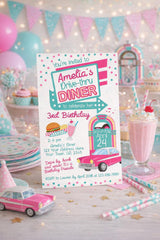 Diner Drive-Thru Birthday Invitation, Retro 50s Parade Invite (Digital Download)