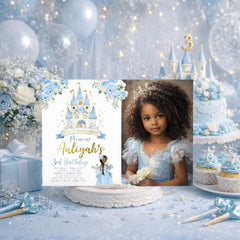 Princess Cinderella Birthday Invitation with Picture Editable template Instant Download