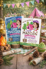 Camping Party Invitation Personalized with Photo,(Digital or Printable Invitation)